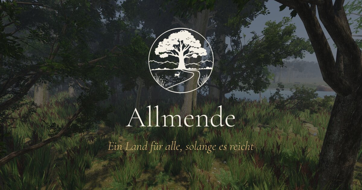 Allmende: Emblem mit Eiche über einem Waldbild